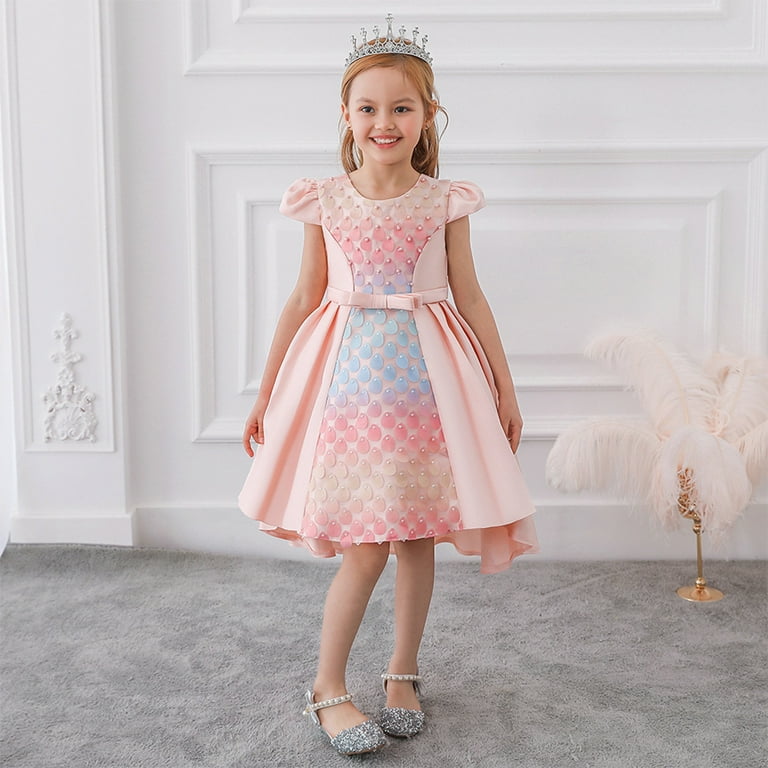 Fesfesfes Toddler Girls Temperament Dress Bowknot Cute Mermaid Beading  Birthday Party Gown Dresses On Sale - Walmart.com