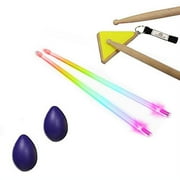 Multi-Sensory Musical Instrument Pack - Pyramid Drum Pad Yellow w/Rainbow Light Up Firesticks Drumsticks & Purple Egg Shaker Pair Hand Percussion