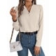thumbnail image 3 of Blusa Plisada de Larga con Cuello en V para Mujer, Ideal para Oficina Albaricoque M, 3 of 8