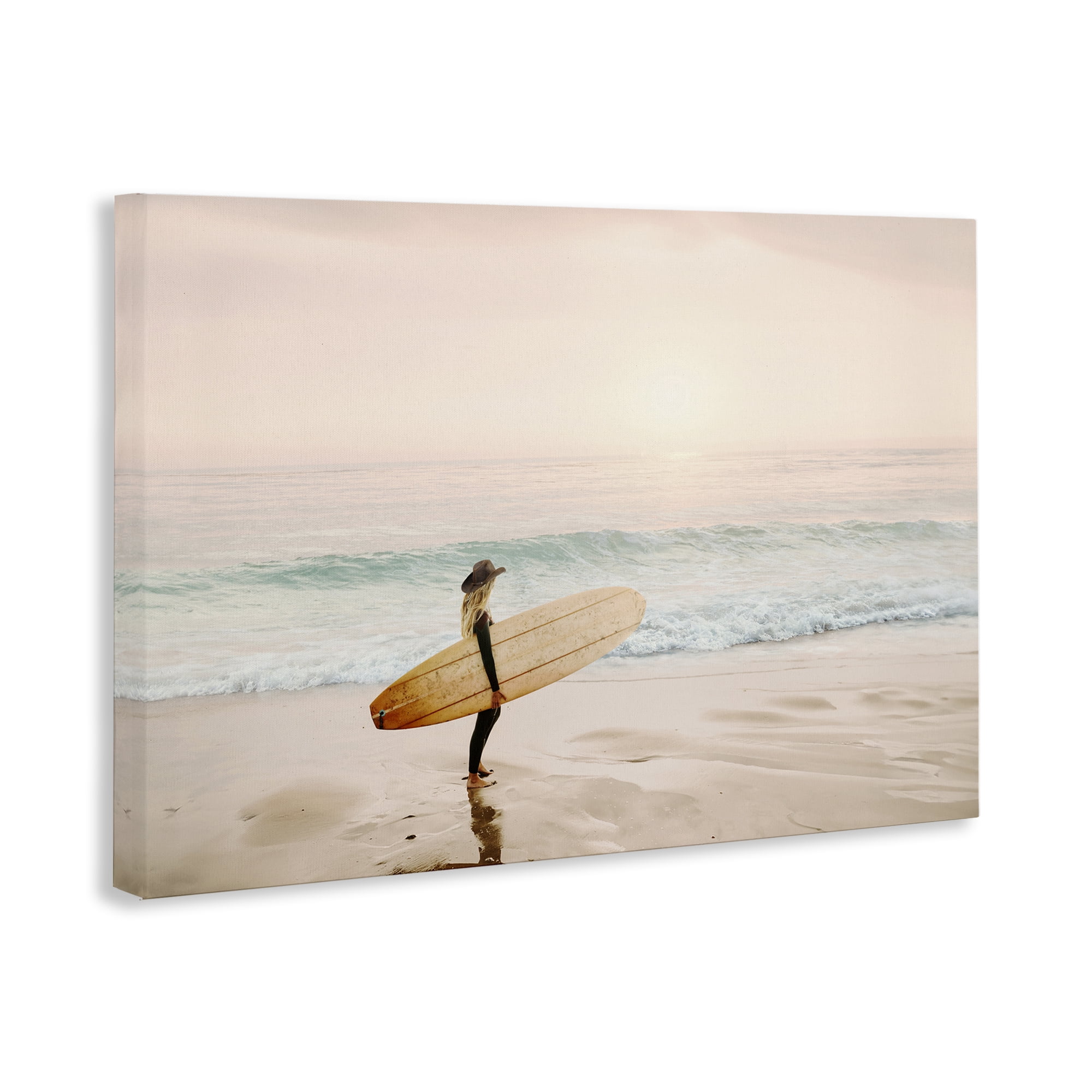 Stupell Industries Surfer Cowgirl on Beach Sports Photography Wrapped Canvas Art Print Wall Art, 30 x 20