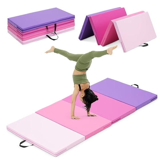 Gymnastics Mat, 3FTx6FT / 4FTx8FT 2" Thick Folding Kids' Gymnastic Tumbling Mat for Home Gym Exercise & Play