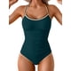 thumbnail image 1 of Traje de baño de una pieza para mujer, con pliegues, control de barriga, 1 of 4