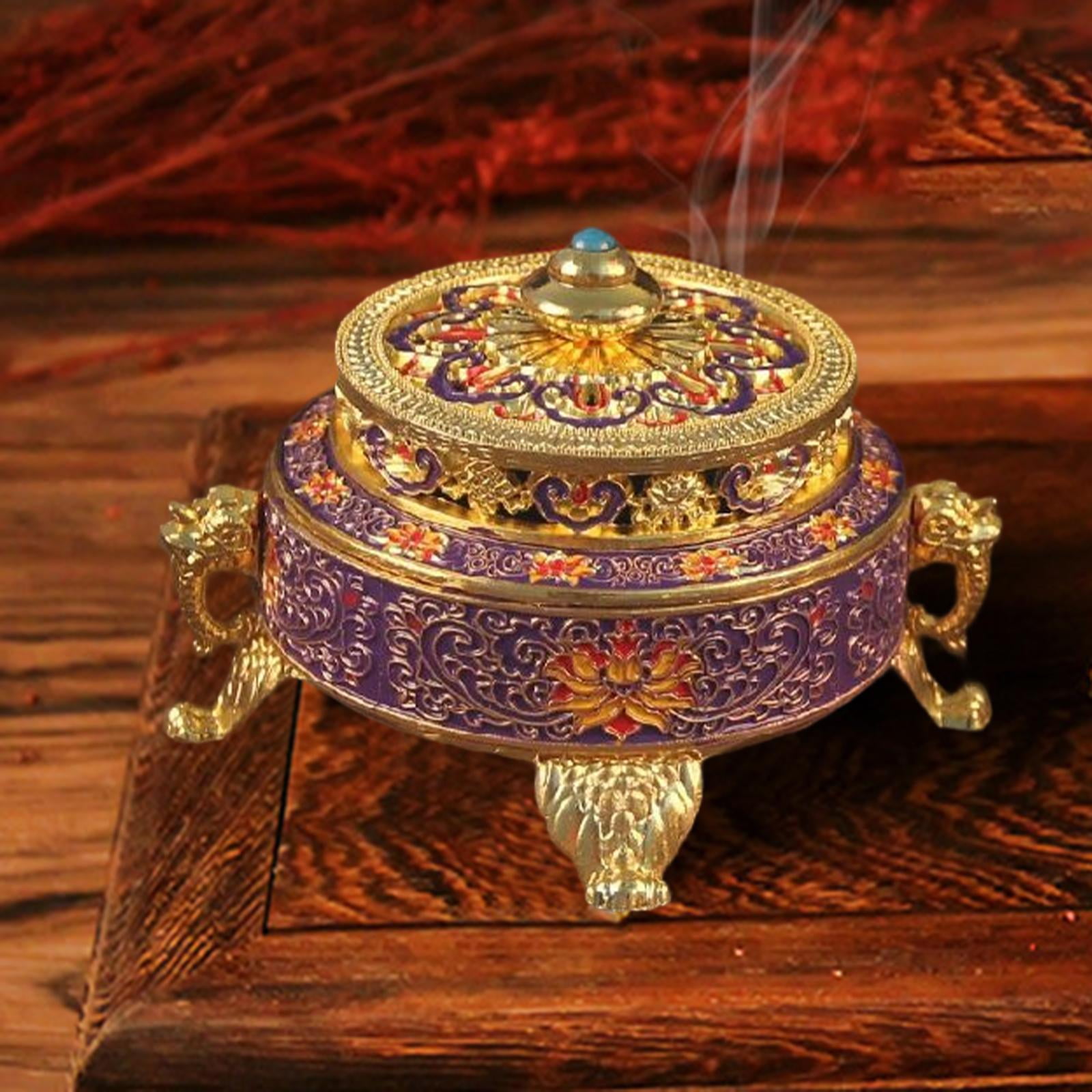 WLPZXP Enamel Tibetan Incense Burner Holder Censer Flower Decorative Table Centerpieces