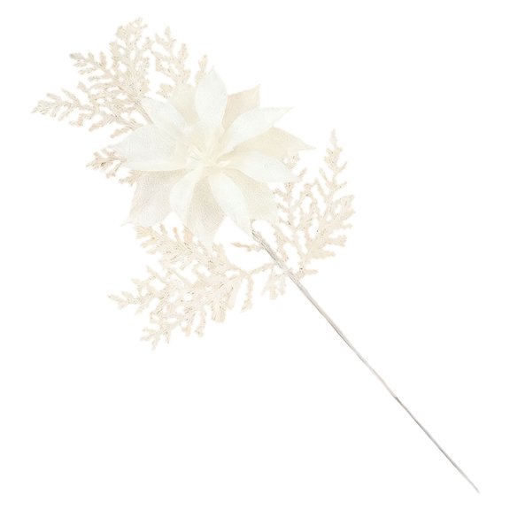 ZMKIAG Glitter Christmas Flower Picks with Sparkly Leaves & Stems - Versatile Decorative Floral Arrangements for Christmas Tree, Wreath and Festive Holiday Decor