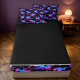 thumbnail image 4 of Manfei Fantasy Dragon Animals Zipper Twin Comforter Sets with Fitted Sheet and 2 Pillowcases,Vintage Stars Moon Zipper Bedding Set,Blue Purple,Black Reversible,4pcs, 4 of 8