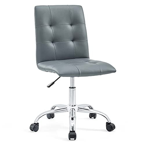 Modway Chaise de Bureau Pivotante Sans Accoudoirs à Dossier Mi-Haut à Nervures, Gris