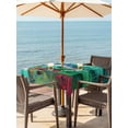 thumbnail image 2 of Abstract Green Outdoor Tablecloth - 54x54 Inch Square Dining Table Cover, Painting Buildings Geometric Color Block Waterproof Outdoor Table Cloth with Umbrella Hole & Zipper for Picnic/Patio/Party, 2 of 7