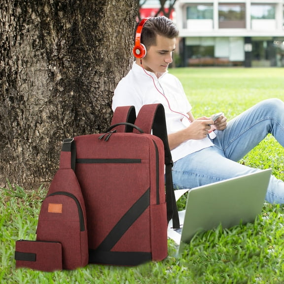 WZXPWT Multipurpose Men's Shoulder Bag, High Capacity Business Computer Satchel, Versatile Travel Backpack with USB Charging Port and Ergonomic Design