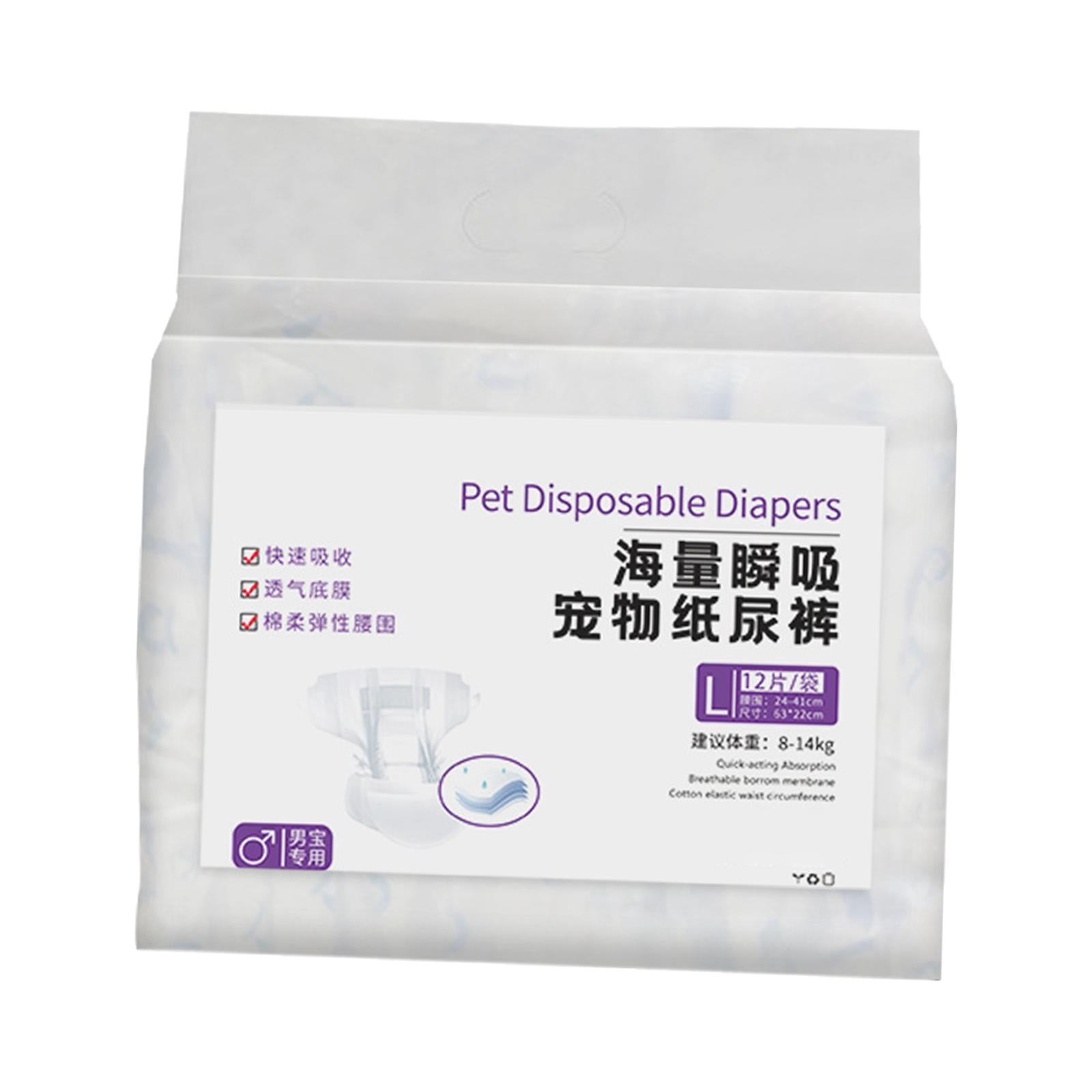 Dog Diaper Disposable Leakproof Nappies Comfort Puppy Accessories Soft Dog Wraps Pee Diapers Pet Diapers for Travel Outdoor Crate Kennel male L