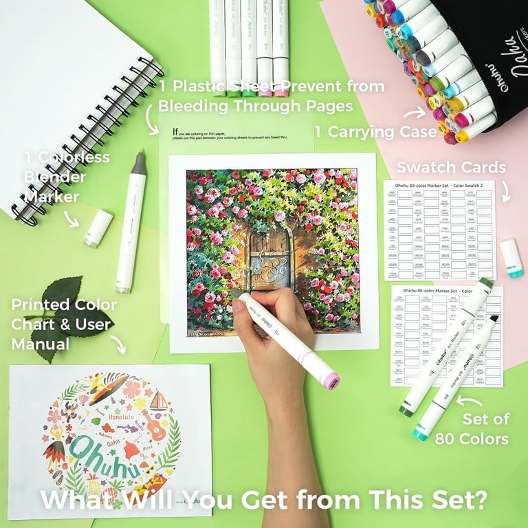 Alcohol Markers, 80 Colors, Dual Tip, Refillable photo 7