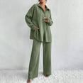 thumbnail image 3 of Bixock Women Fall and Winter Outfit Set,Women Two-piece Set,Set for Women Pleated Long Sleeve Button Down Cardigan and Relaxed Pants Casual Set, 3 of 4