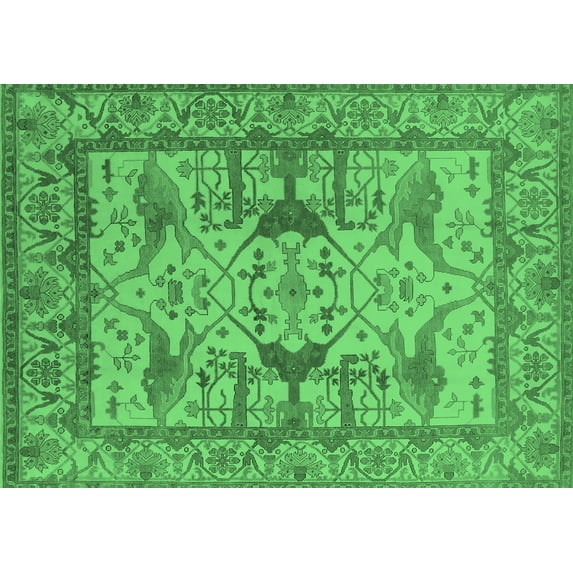 Ahgly Company Indoor Rectangle Oriental Emerald Green Traditional Area Rugs, 6' x 9'