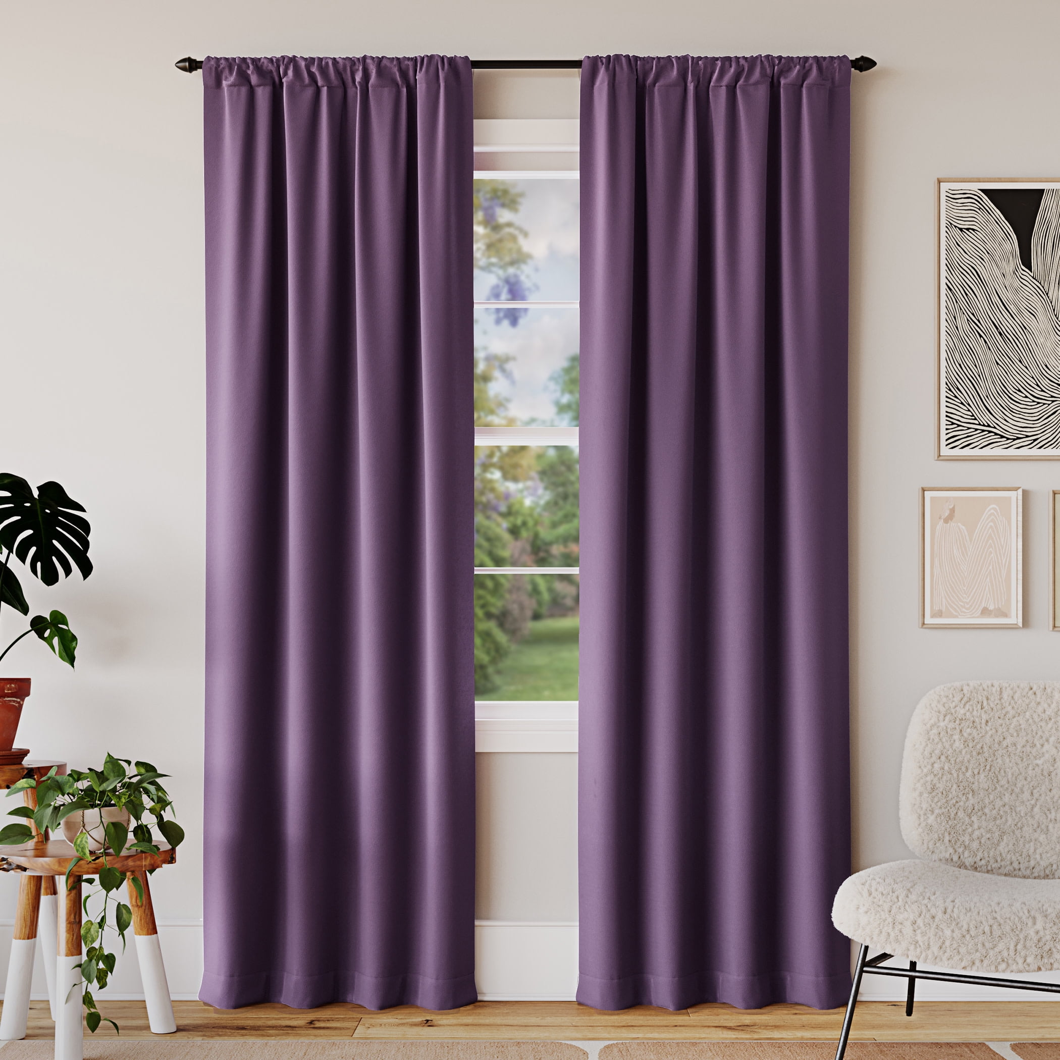 Sun Zero Rianna Theater Grade Extreme 100% Blackout Rod Pocket Curtain Panel, 40"X84", Amethyst Purple