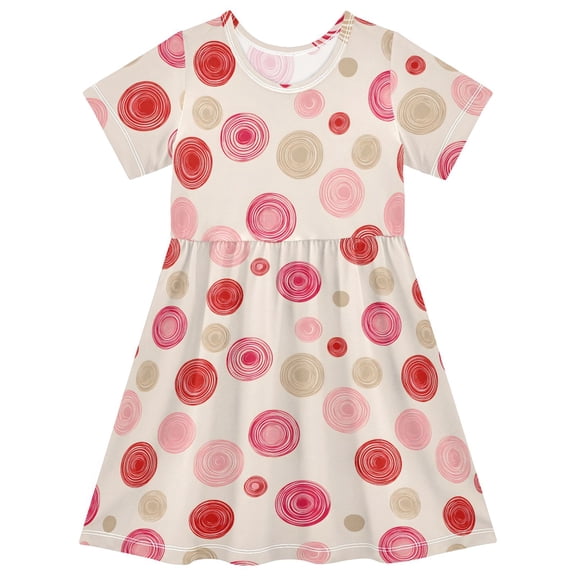 joogoo Circles Girls' Short Sleeve Dress Kids Dresses 5-6T