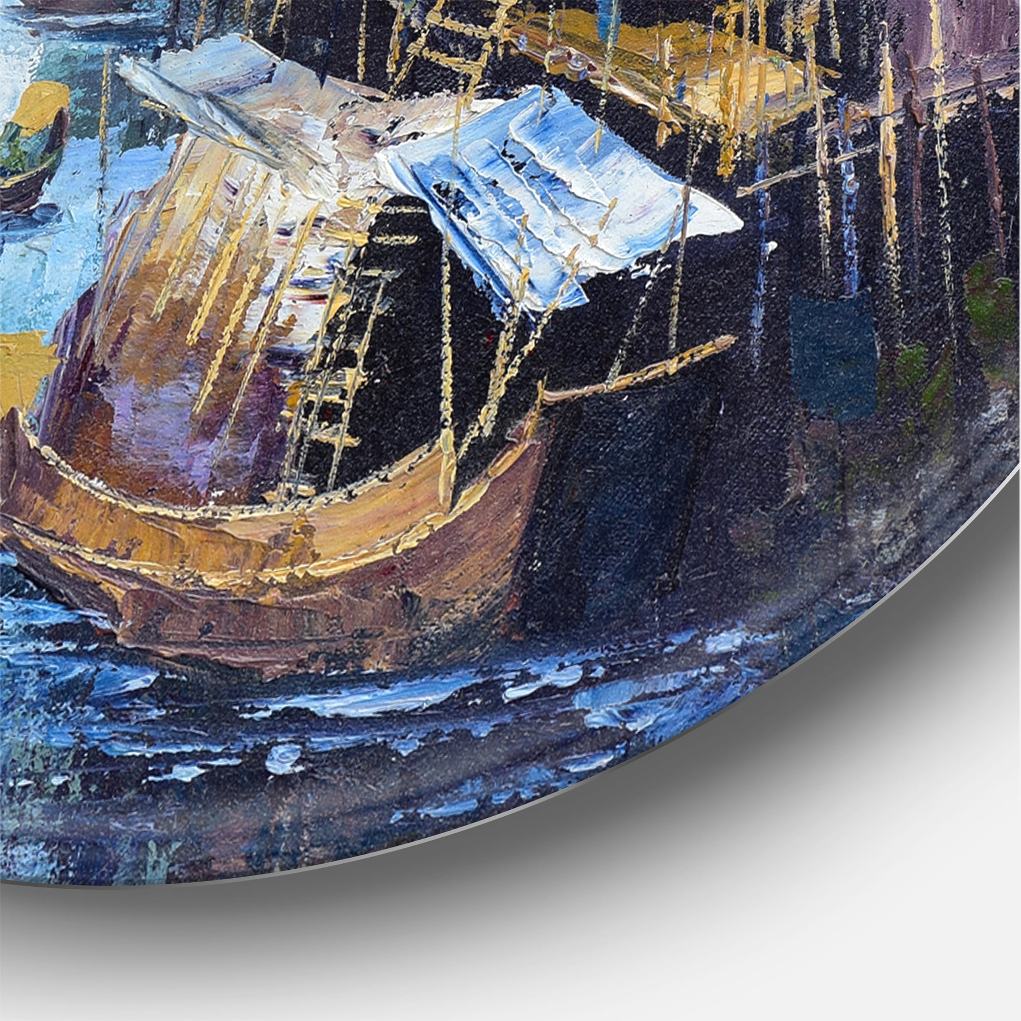Designart 'Ancient Waterside Life I' Traditional Circle Metal Wall Art 29x29 - Disc of 29