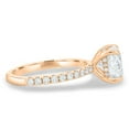 thumbnail image 3 of 2.00Ct Cushion Cut Lab-Grown Diamond Pavé Solitaire Engagement Ring, 14K Rose Gold, US 8.5, 3 of 7