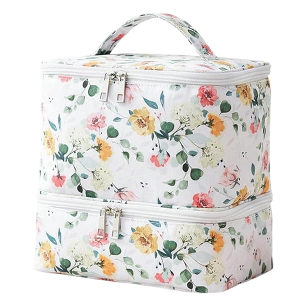 Estuche organizador de esmaltes de uñas con cierre de cremallera, regalo para mujer, bolsa de maquillaje Blanco