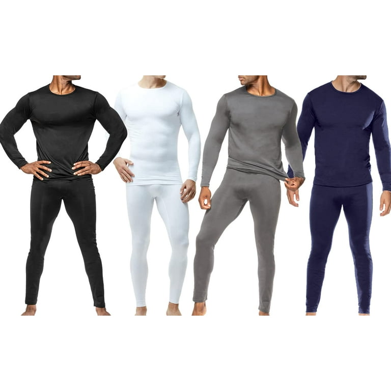 Body Glove Men's Thermal Underwear Base Layer Top & Long Johns Bottom,  Fleece Lined Winter Cold Inner Wear, 2 Pack/Black/S 