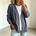 thumbnail image 2 of CAIXIA Womens Jean Jacket Classic Long Sleeve Button Down Denim Cardigan V Neck Collarless Denim Jacket, 2 of 5
