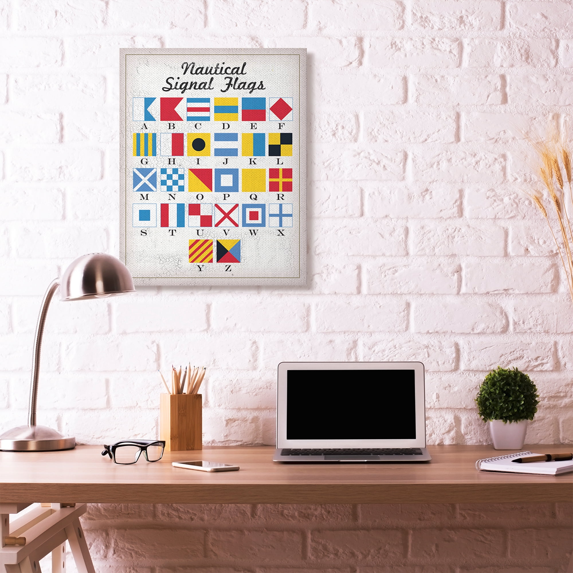 Stupell Home Décor Nautical Signal Flags Icon Chart Design Canvas Wall Art by Jim Baldwin