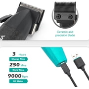 VGR 640S2 Professional Hair Clippers for Men, 9000RPM Cordless Barber Clippers and Trimmers Set, Zero Gap T-Blade Hair Cutting Kit, DLC Coated Ceramic Blade Barber Kit with LED Display(Green)