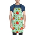 thumbnail image 2 of XMXT 1 Pcs Waterproof Kitchen Cooking Apron, Strawberry Green Prints Adjustable Aprons for Women Men with Pockets, 2 of 9