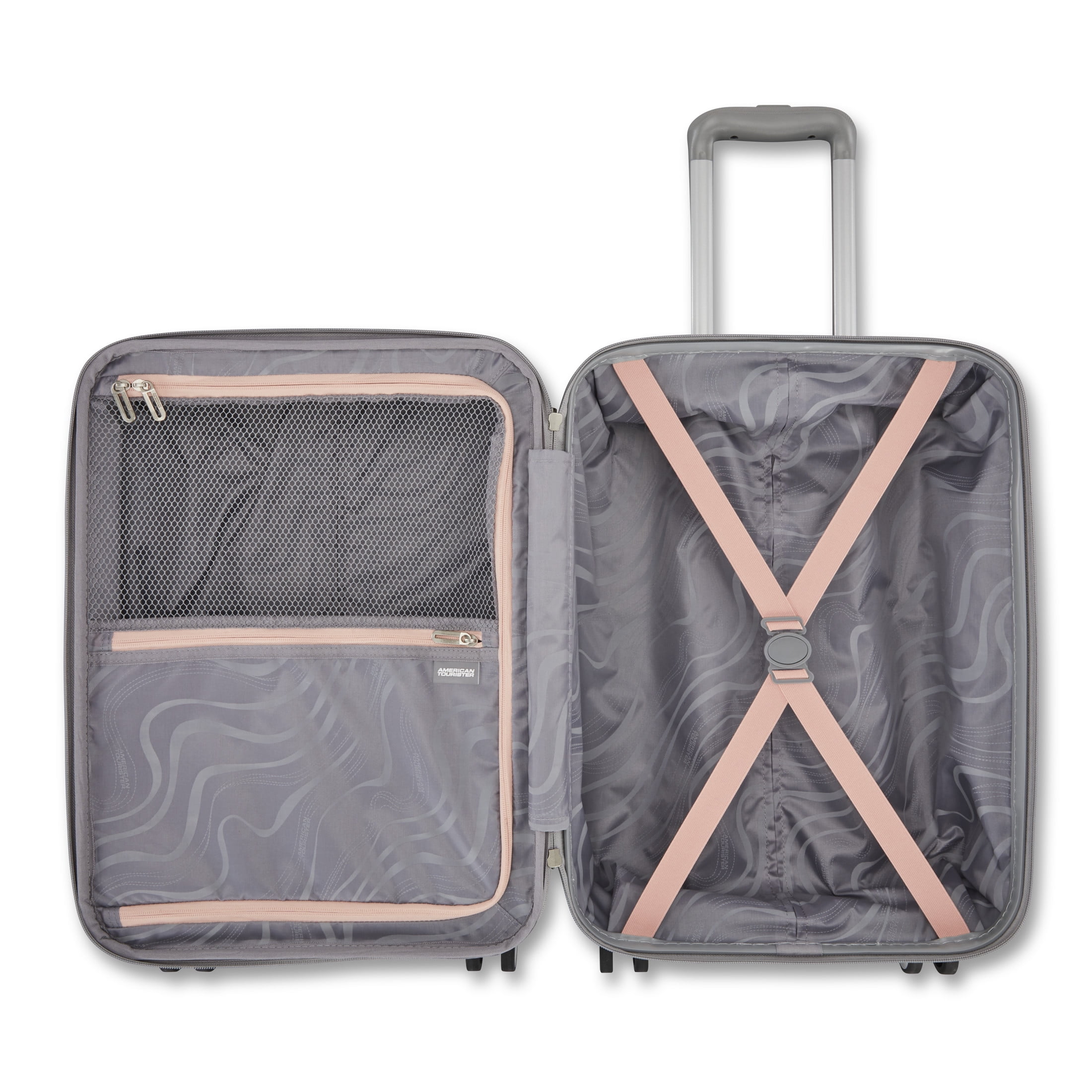 American Tourister Moonlight II 28-inch Checked Luggage with Spinner Wheels - Ombre Peach