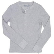 Faded Glory - Women's Floral Tab Heathered Ribbed Henley