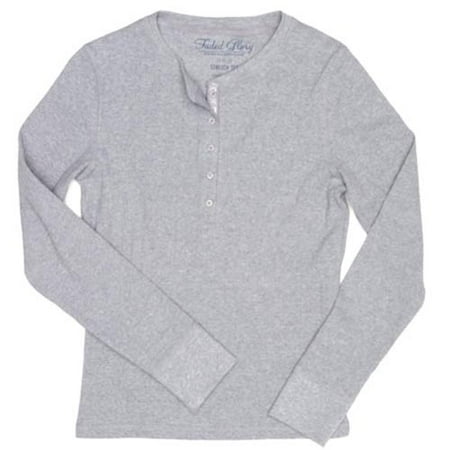 Women's Floral Tab Heathered Ribbed Henley