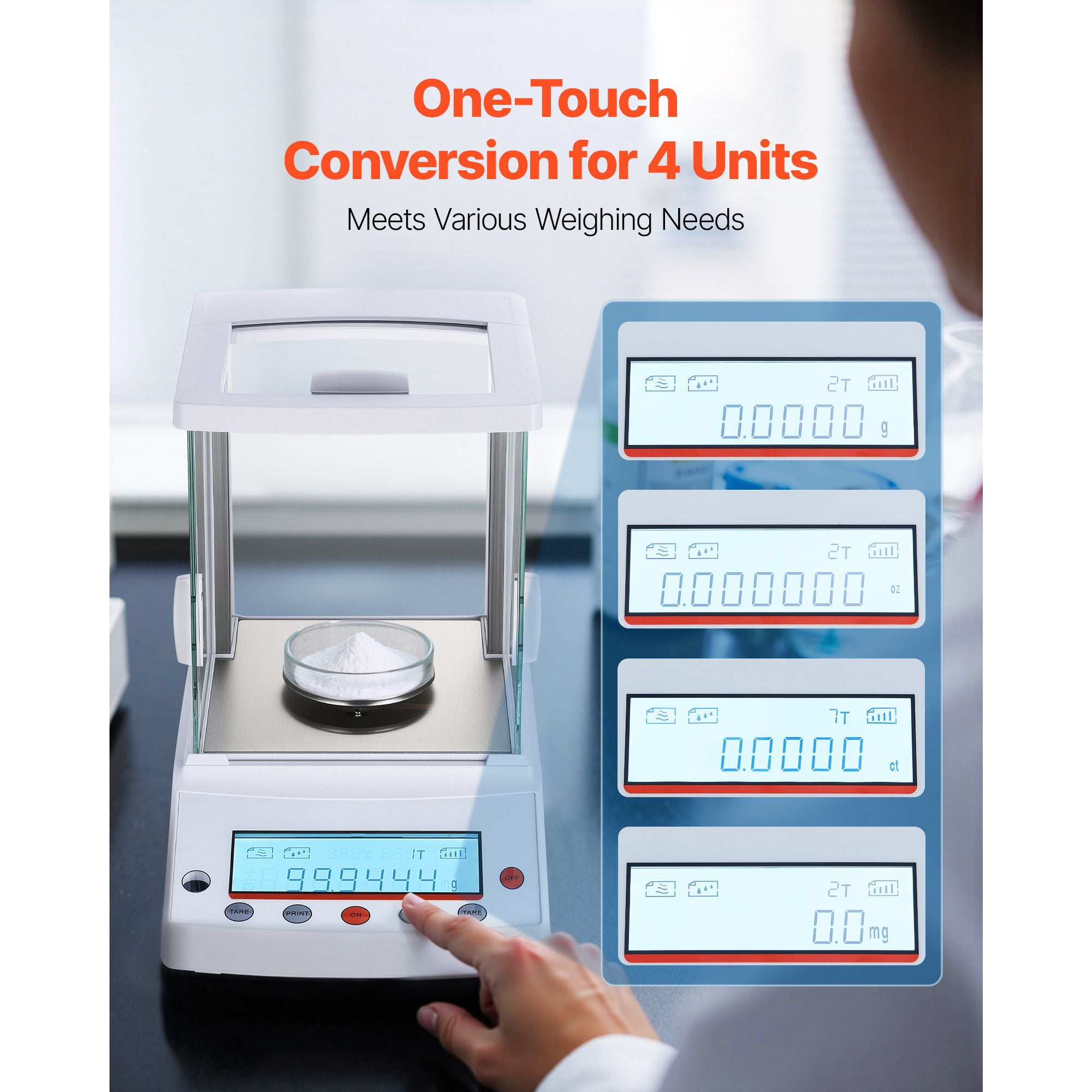 Dranite High-Precision Analytical Balance, 120g x 0.001g Accuracy, 4 Units (g/oz/ct/mg)