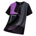 thumbnail image 5 of BRGZLK Athletic T-Shirt for Men Summer Moisture Wicking Quick Dry Short Sleeve Shirts Trendy Print Lightweight Comfortable Sports Tee Tops Purple XL, 5 of 5