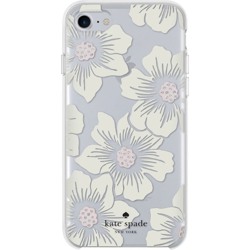 Kate Spade New York - Protective Hardshell Case for iPhone 8 / iPhone 7 -  Cream with Stones/Hollyhock Floral Clear 