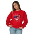 thumbnail image 4 of Remember Our Soldiers USA Flag Heart Women's Long Sleeve T Shirt Brisco Brands S, 4 of 6