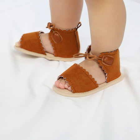 

Hunpta Kids Sandals Sole Non-Slip Dots Lace-ups Baby Rubber Soft Sandals Walking Girls Flat Shoes Baby Shoes
