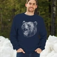 thumbnail image 4 of Roaring Grizzly Bear Sweatshirt Wild Animal Fierce Black and White Nature Wildlife Forest Predator Beast Crewneck, 4 of 7