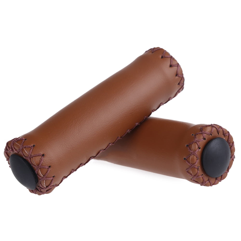 1 Pair Bike Grips PU Leather Bike Grips Lockon Handlebar Grip