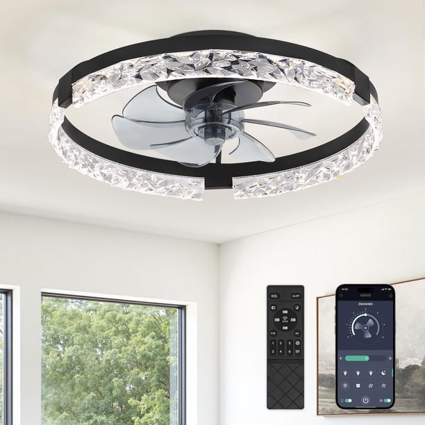 Ventilador de Techo ZMISHIBO 19.7" con Luz LED 110V y Control Remoto