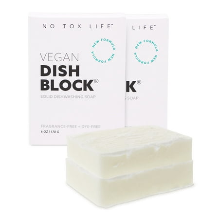 NO TOX LIFE Vegan DISH BLOCK, 6 oz - A Solid Dish Soap for Effective Cleaning - 2 Pack