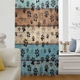 thumbnail image 6 of Light Blue Brown Sheer Curtains 54 Inches Long, Rustic Farmhouse Dog Paw Vintage Light Filering Curtains, Breathable Simi Curtain Privacy Drapes for Kitchen Bathroom Small Window Treatment, 6 of 9