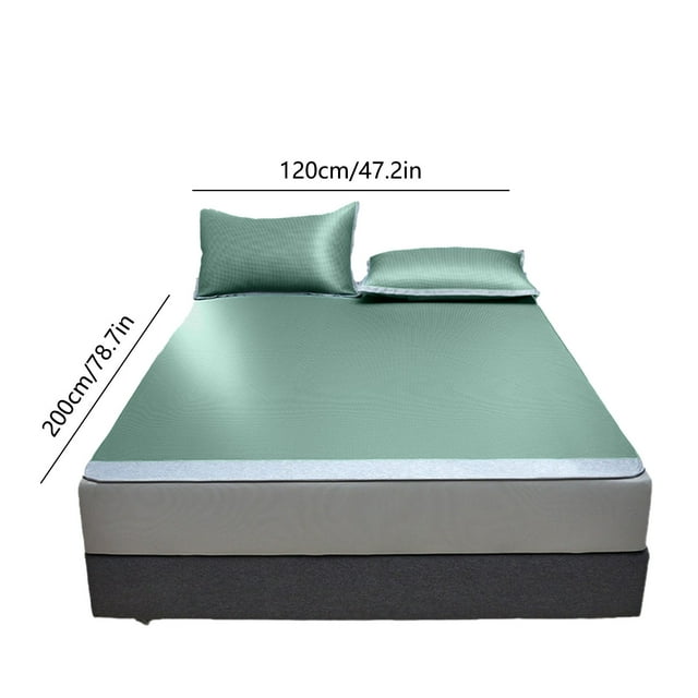 Summer Sleeping Mat Ice Silk Cool Mat for Naked Sleeping 120 cm x 200 cm Machine Washable Folding Mattress Cover Soft Breathable Polyester Mat