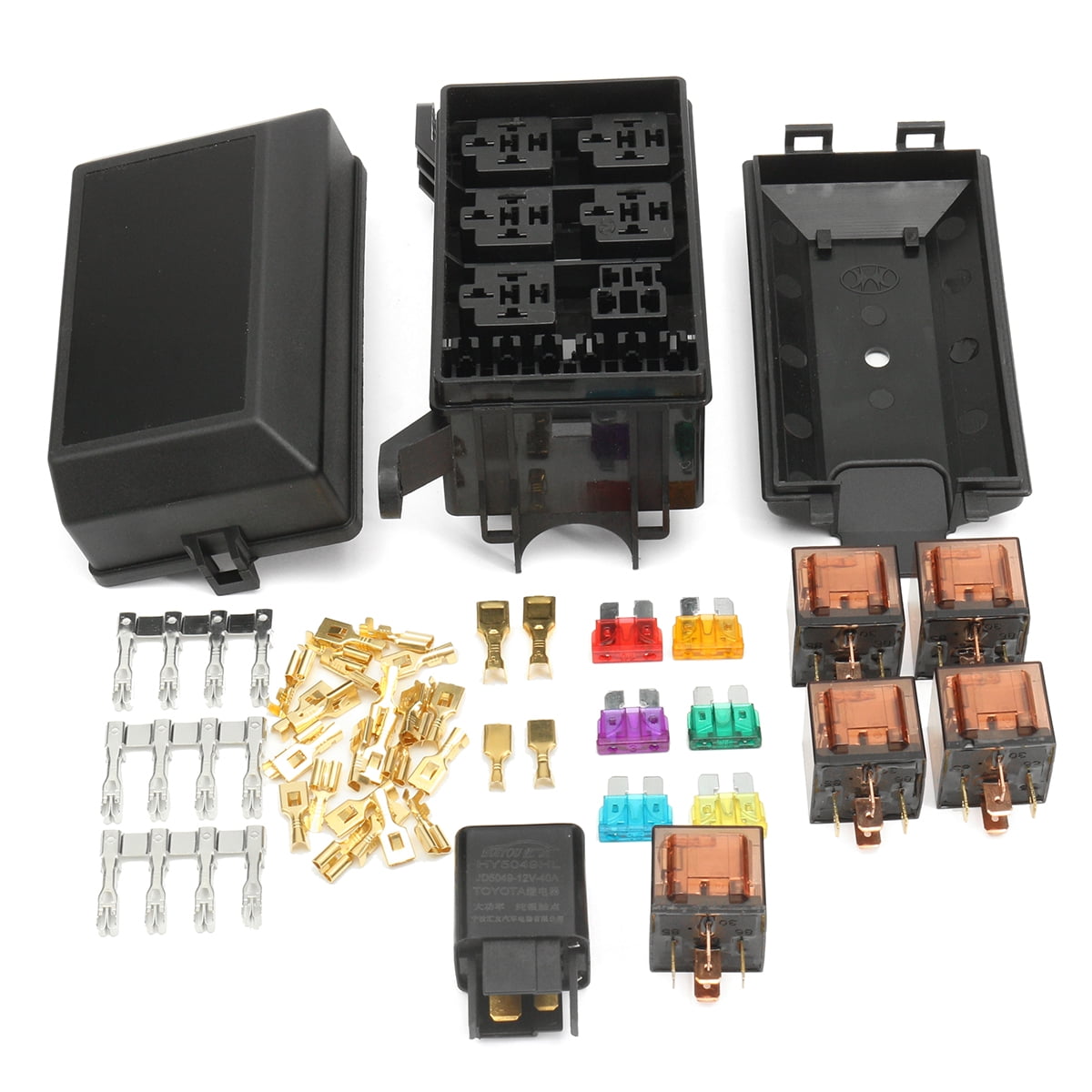 5x12v 80a 1x12v 40a Auto Car Suv Off Road Relays Pickup Truck Fuse Box 6 Relay Socket Holder 5 Road Nacelle Insurance Walmart Com