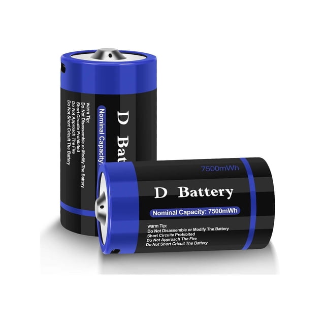 Batería recargable de litio D de 7500 mWh USB-C de wowpower, paquete de 2