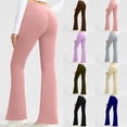 thumbnail image 6 of qucoqpe Women's Solid High-Waisted Yoga Athletic Pants Butt Lifting Workout Leggings with Pockets Naked Feeling Stretchy Gym Tights Flared Trousers for Women, 6 of 6