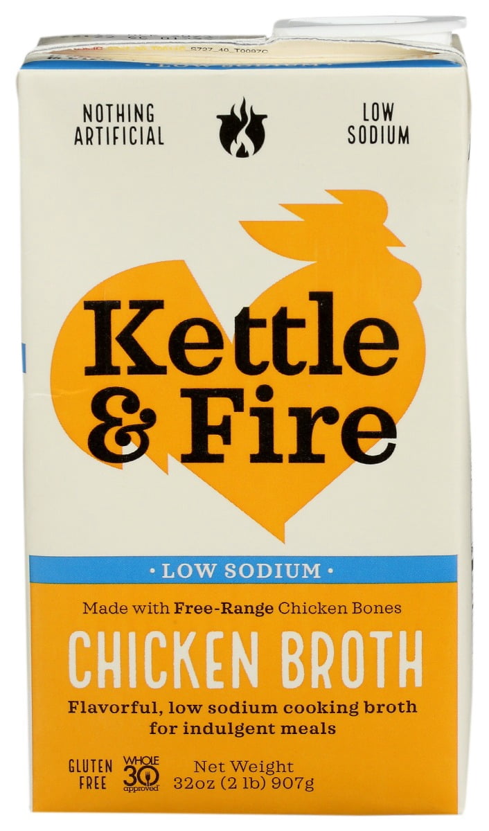 (3 pack) Kettle & Fire Organic Low Sodium Chicken Broth 32 oz