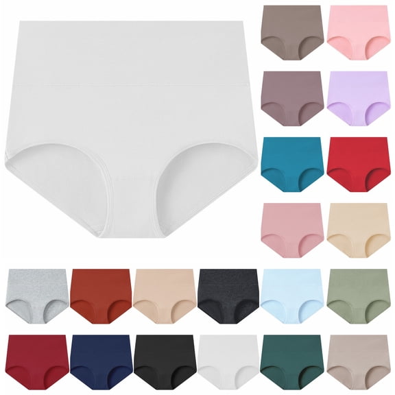 FCLoft Women's Soft High Waist Briefs, Cotton Regular & Plus Size Panties
