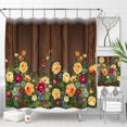thumbnail image 1 of Rustic Wooden Background Floral Shower Curtain - Vibrant Wildflower Design, 1 of 4
