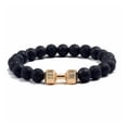 thumbnail image 4 of Natural Black Volcanic Lava Stone Dumbbell Bracelet black Matte Beads Brace N2D3, 4 of 9
