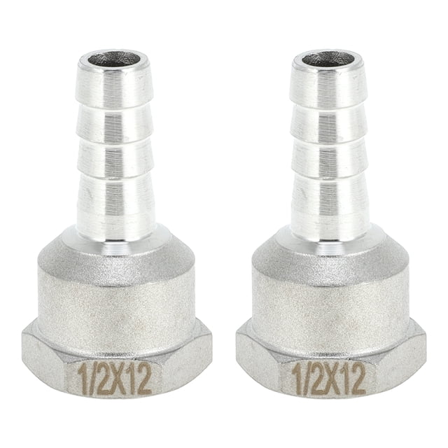 Accesorios de manguera de acero inoxidable 304 Unique Bargains 15/32" OD 1/2" conector de rosca hembra BSPT para aire, agua, aceite, gas, combustible 2 piezas tono plateado