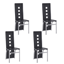 Hassch Dining Chairs Set of 4, PU Leather Upholstered Kitchen Chairs, Modern Side Chair with Metal Legs for Living Room, Black