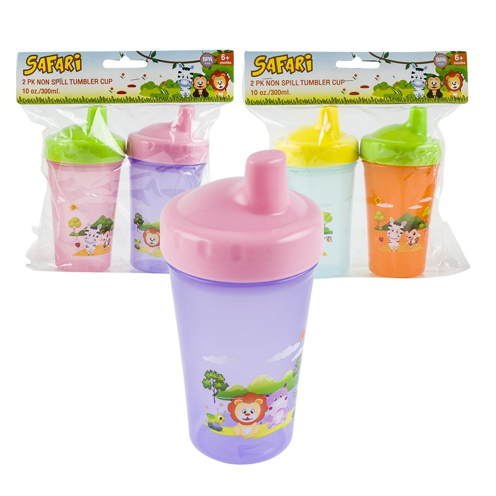 2 Pack Sippy Drinking Cups No Spill Design BPA Free 10oz Baby 6m